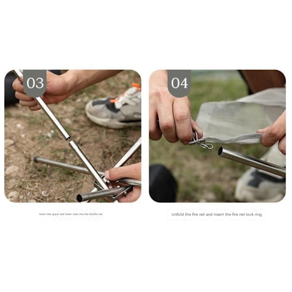 Bærbar bålpanne med kamuflasjemønster - sammenleggbar bålrist - Camping BBQ Grill for oppvarming 56*56*47cm