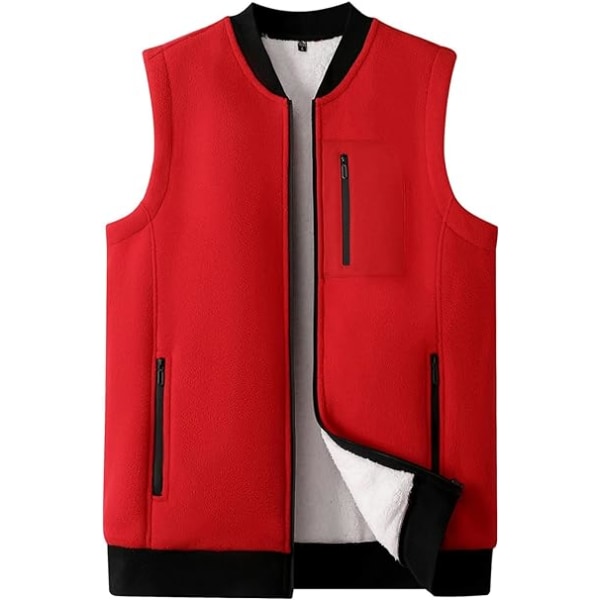 Röd vinterfleece cargo coat casual /XL red XL