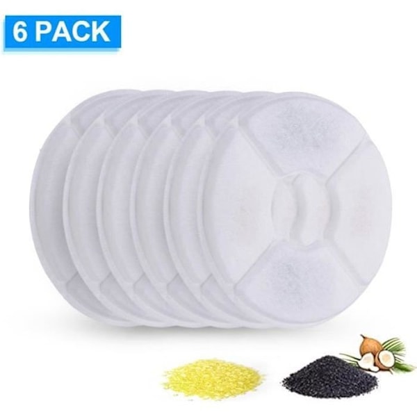 ®RisingFF Vannfontenefilter 6 stk - Aktivert kull - Resin - Kvalitetsbomull