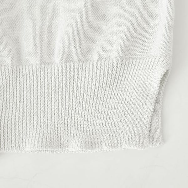 Vit långärmad stickad tröja i bomull med polokrage /120cm white