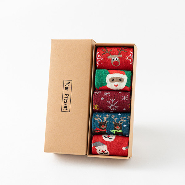 10 paria naaraslammaslaatikkoa - Joulusarjan laatikko Joulusukat uudet syystalvi naisten lämpimät villasukat Christmas box set