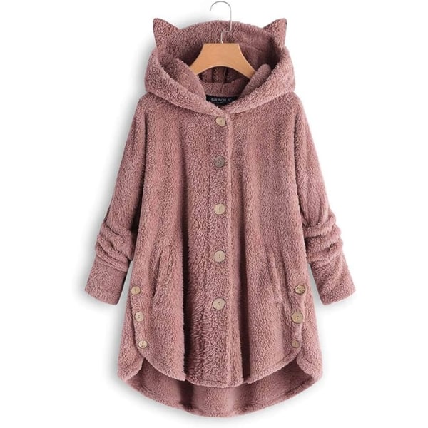 Dam Rosa fleece enfärgad varm klassisk tröja /L pink L