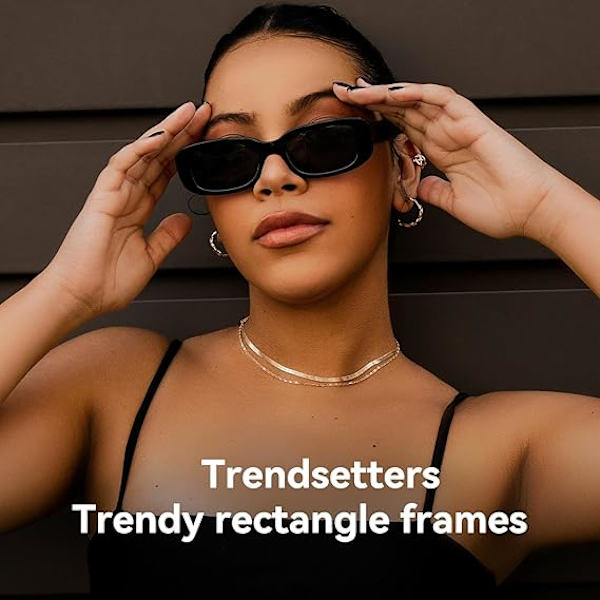 Rektangulära solglasögon för kvinnor och män - Trendiga retro solglasögon med UV 400-skydd