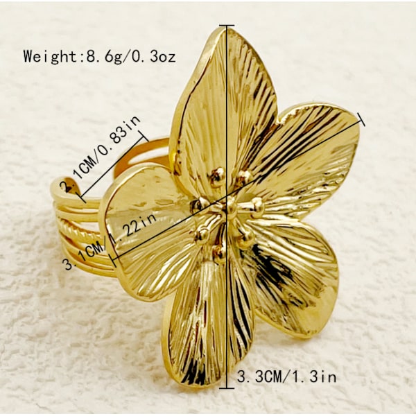 Enkel blomma öppen ring, romantisk fingerring, fashionabel justerbar ring, köp en få en gratis under en begränsad tid!!! gold