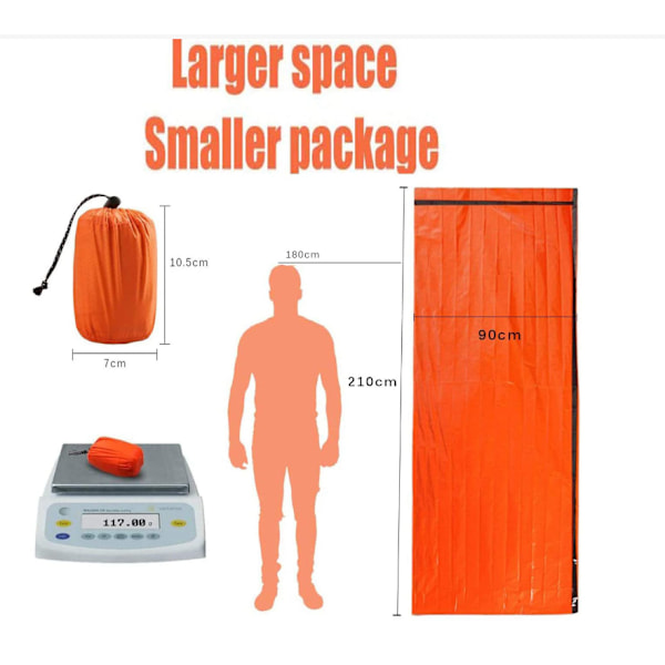 6 kpl Ulkoilmakäyttöön Sopivia Vedenpitäviä Lämpimiä Hätämakuupusseja Leirintäretkeilyyn Selviytymismakuupusseja orange color 6pc