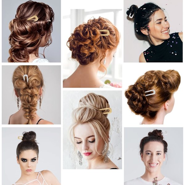 6 stk. Metall U-formede Hårnåler Hårpinner Fransk Hårnål Hårgaffel Retro 2-tanns Oppsatt Chignon-pinner for Kvinner Jenter Hårstylingtilbehør