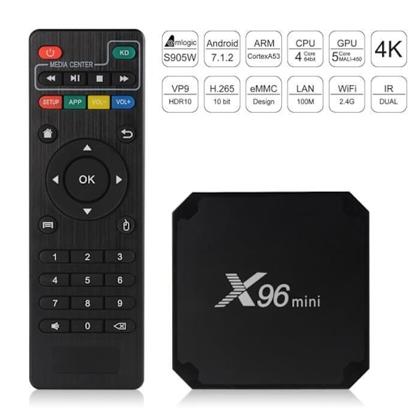 X96 Mini Android TV Boks Android 7.1 TV Boks Amlogic S905W Quad-Core 2GB+16GB 4K HD WIFI Media Player AH373