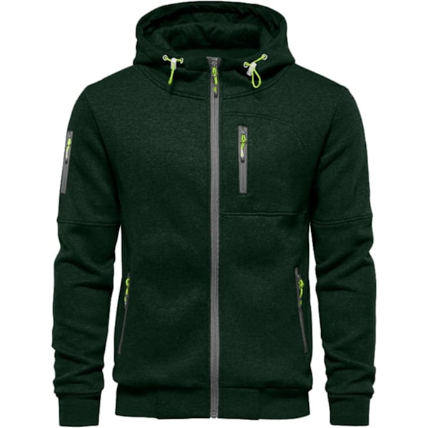 Herrar Hoodies Sweatshirt Zip Up Lätta Jackor New Green XXL