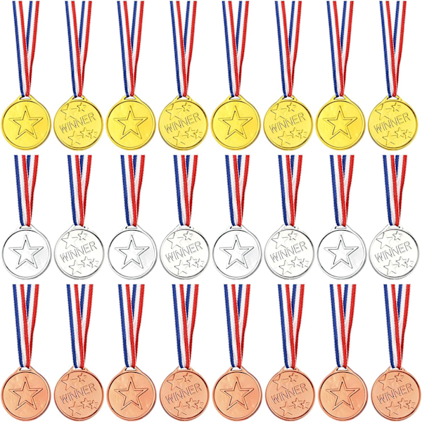 36 Pcs Gold Winner Medals Plastic Medals Gold Medal Party Favor Decorations and Sports Awards