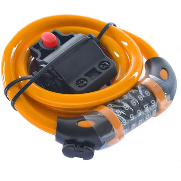Cykellås Høj Sikkerhed 5-cifret Nulstillelig Kombinations Spiralkabel Lås Bedst til Cykel Udendørs, 1,2mx12mm Orange