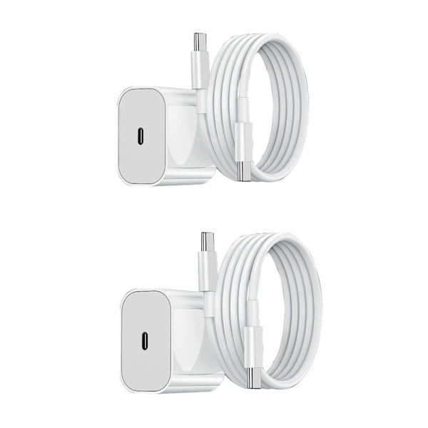 Charger - Fast Charger 20W USB-C - Adapter + Cable 2m White 2-Pack