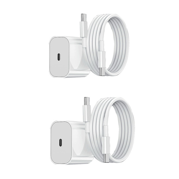 För Samsung Laddare - Snabbladdare 20W USB-C - Adapter + Kabel 2m Vit 2-pack