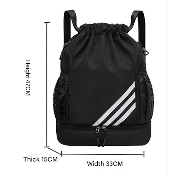 Dragkedjor, Vattentät Badväska För Barn Vuxna, Stor Dragkedja Gymväska, Sport Dragkedja Gym Ryggsäck, Unisex PE Väska Med Skofack grey