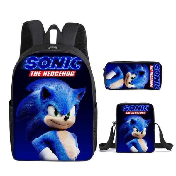 Ny Sonic Barnryggsäck Animerad 3d-Tryckt Ryggsäck Sonic Barnryggsäck i Tre Set Y #2 #2