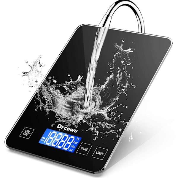 Matvekt 15 kg for matlaging og baking, elektrisk vekt med tarefunksjon, gram og oz, bakgrunnsbelyst LCD, 1 g/0,1 oz nøyaktighet Black