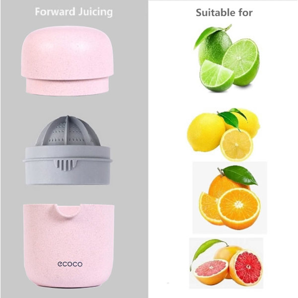 Citronpresser Enkel Manuel Citrus Orange Juicer Lille Bærbar Lime Juicer Kop med To Måder at Bruge til Forskellige Frugter Pink