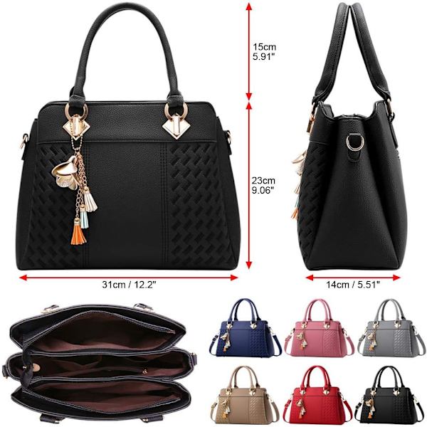 Damhandväska Axelväska Crossbody Messenger Bag Tote Satchel för Dam PU Läder Plånbok Rubber Red