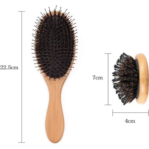 ®RisingFF Hårborste med Vildsvinsborst, Träkam, Hårborste med Paddel av Naturlig Bambu