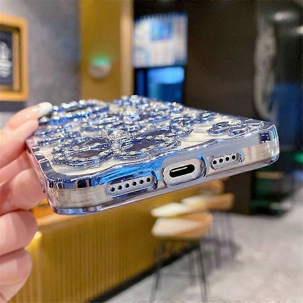 Rhinestone Blomst Elektroplettering TPU Telefoncover til iPhone 14 Pro