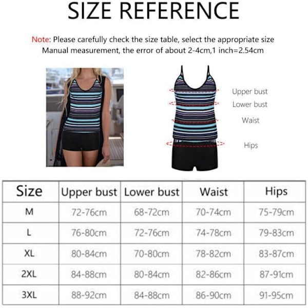 Naisten kaksiosainen uimapuku Gradient Color Tankini Set Top shortsit matalavyötäröinen urheilullinen uimapuku Bikini Blue+black One Size