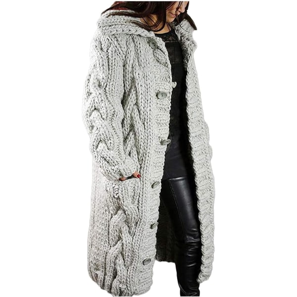 Ljusgrå XXL storlek cardigan stor tröja kappa för kvinnor Light grey XXL