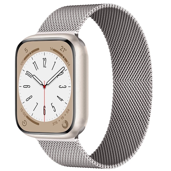 Milanese Loop-rem til Apple Watch i rustfrit stål med magnetisk spænde - 38/40/41 (med stik) - Starlight + Sort 38/40/41mm