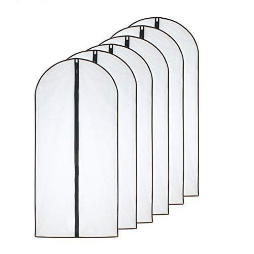 Mothproofa Klädväskor 60 x 100 cm (24' x 40') Svarta Sida Andningsbara Transparenta Dragkedjeväskor för Klädförvaring (6-pack)-FA-