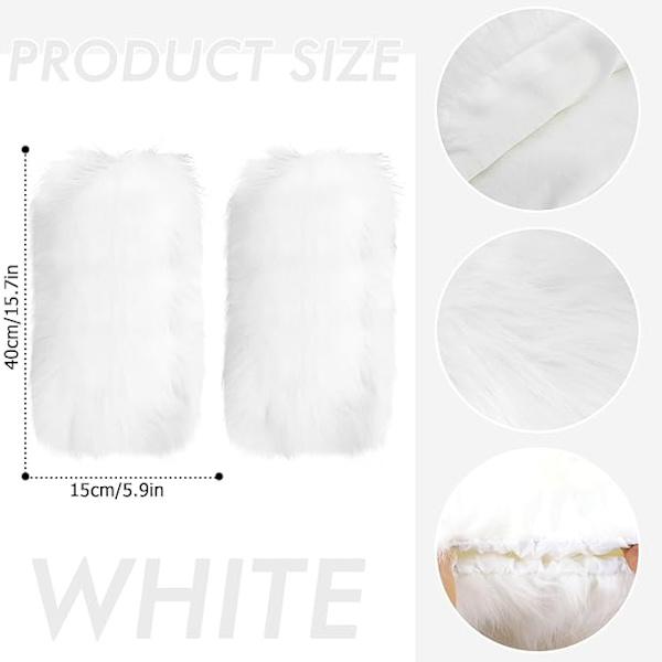 Faux päls fuzzy benvärmare lurviga stövlar omslag för kvinnor varma fuzzy boot cuff boot ärmar benvärmare för festdräkter White