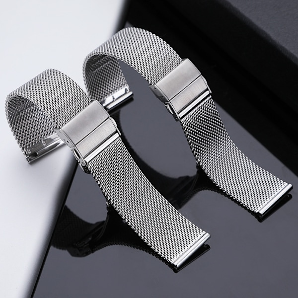 Mesh Urremærke Hurtig Udskiftning Urrem Milanese Rustfrit Stål Mesh Armbåndsrem til Udskiftning, Enkelt Størrelse Urspænde Passer til Apple Watch Silver 18mm