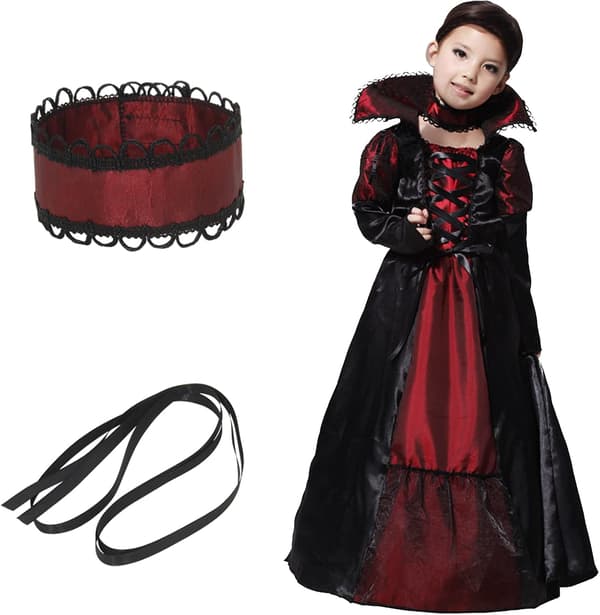 Kostume til pige vampyrprinsesse dronning M110-120cm