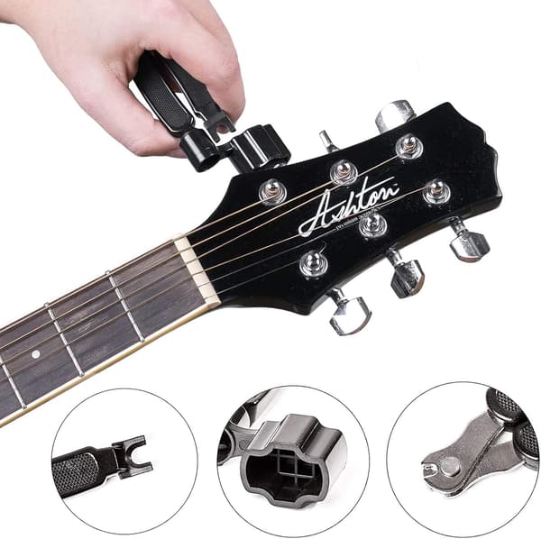3 i 1 strengevinder sort guitarstrengevinder