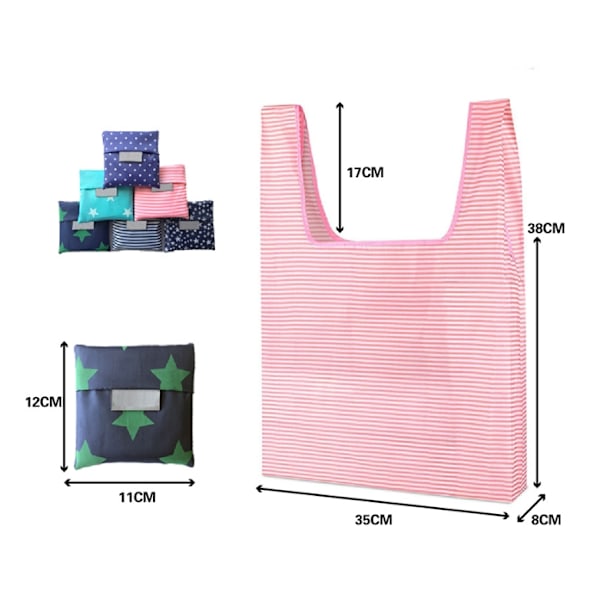 4 Pak Foldbare Indkøbsposer Genanvendelige Miljøvenlige Dagligvare Tote Tasker Shopper Taske Foldning i Vedhæftet Pung (Tilfældig Farve)