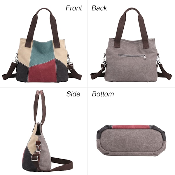 Damväska i canvas, casual väska, retro canvasväska, shoppingväska, casual, retro red