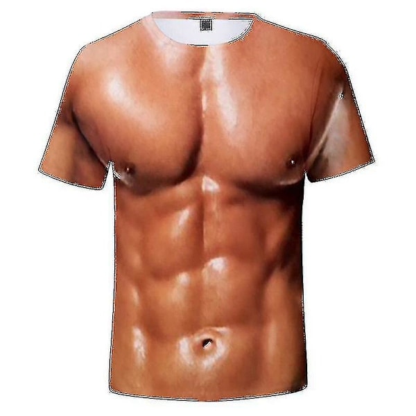 Herre Simuleret Muskeltrøje - 3D Bodybuilding Trøje - Brystmuskel Bar Hud T-shirt S S