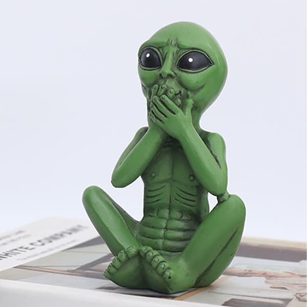 Utomjordisk Alien Staty Trädgårdsstaty Set Hem Inomhus