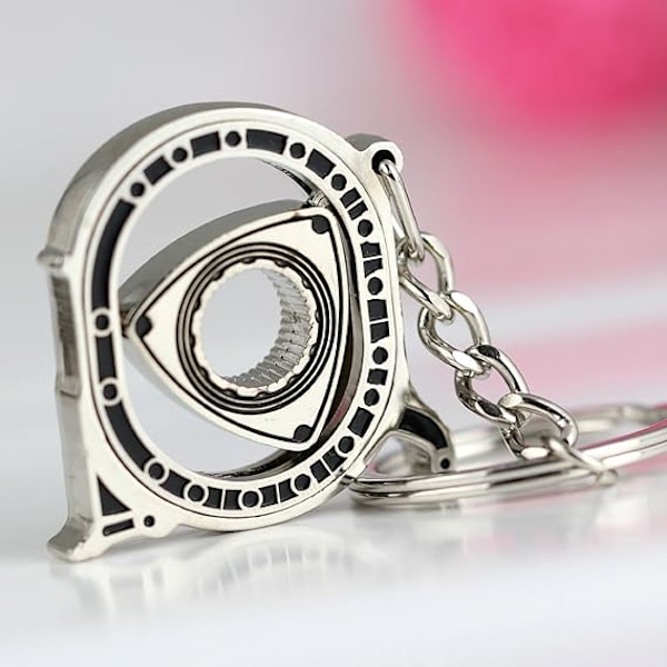 Spinning Rotor Nøglering Kreativ Bil Fans Autodele Model Wankel Rotationsmotor Nøglering Nøglering Kæde Nøglering Nøgleholder. Bright Silver