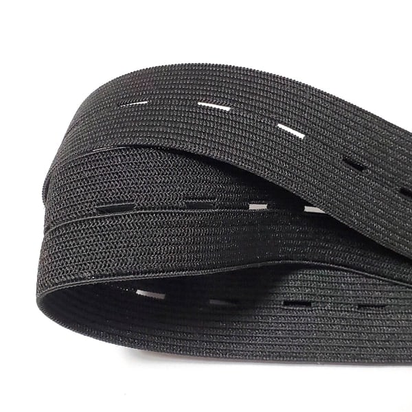 Elastiskt knapphålsband, praktiskt och mångsidigt svart resårband, bredd: 2,5 cm Bredd: 2,5cm