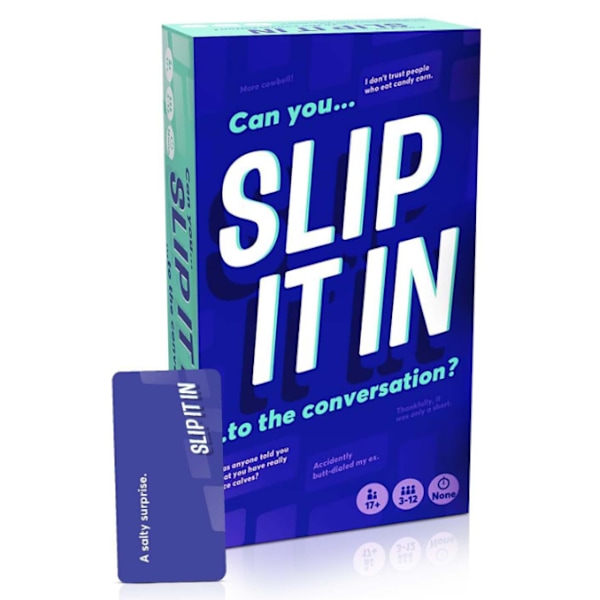 Et partyspill for venner med \"Slip It in Card\" og ulike oppgaver og utfordringer