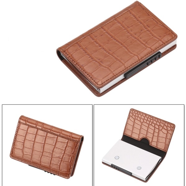 Eksklusiv Professionel RFID Beskyttelseskortholder Kaffe Brown