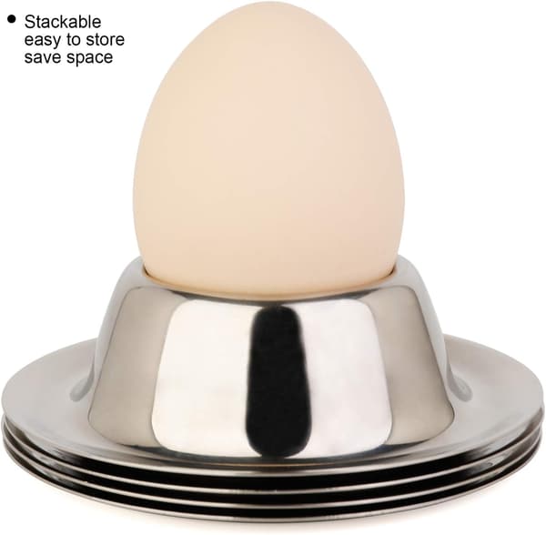 4 Eggkoppsett i Rustfritt Stål for Myke Kokte Egg