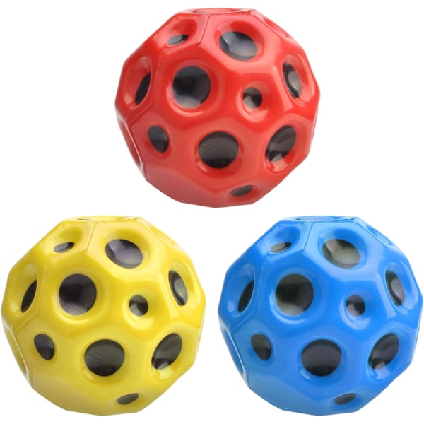 3 st Månboll Rymdboll, Högelastisk Månboll 70mm Stora Studsbollar, Månbollar för Barn Stor Studsboll Leksak för Barn Partygåva