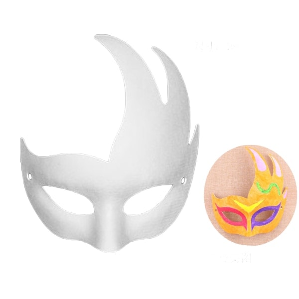 Barnmask Vit Handmålad Pappmask Barnmålning Mask Vit Embryo Färgningsmask Triangel triangle