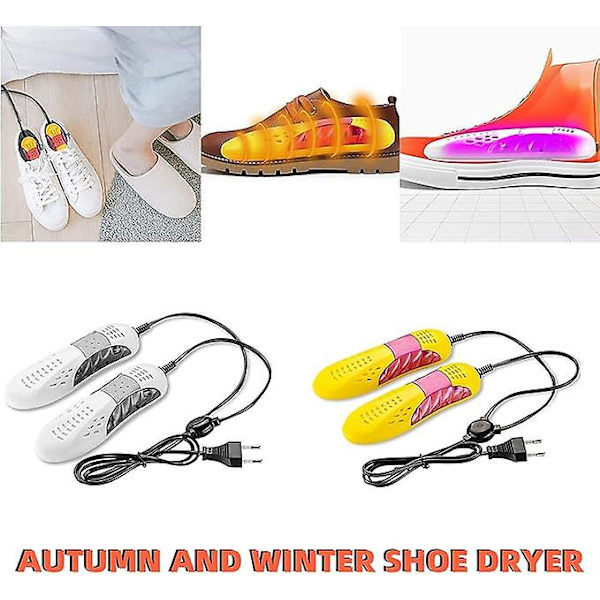 Elektrisk skotørker og varmer, skotørker med UV-lys, bærbar støveltørker, hanskevarmer, rask tørking, desinfiserende skomaskin for regn og snø White