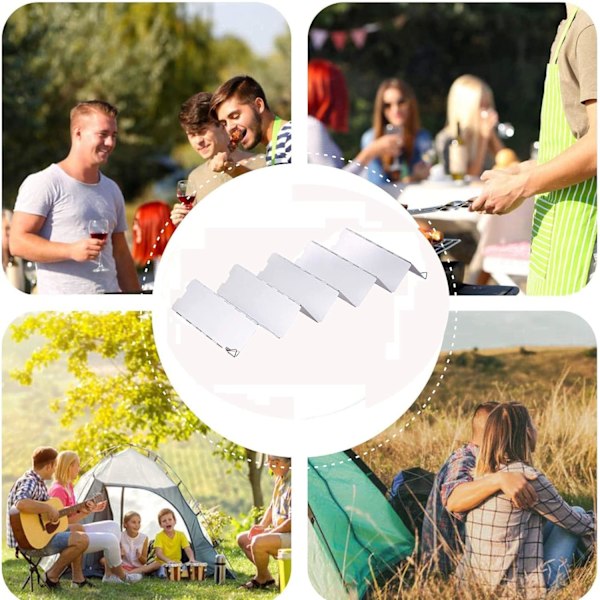 10 st vikbara vindskydd i aluminiumlegering, aluminiumcampingvindskydd, vikbart vindskydd för utomhusbruk, lämpligt för campingspisar utomhus