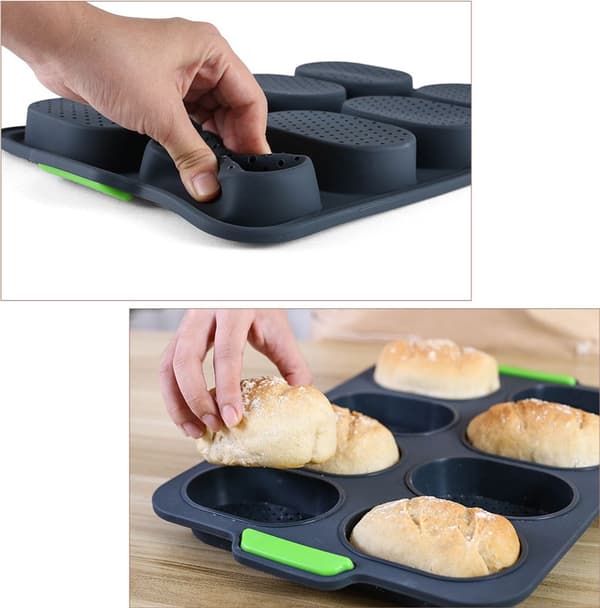 2 st Mini Baguette Bakformar, Perforerad Icke-Klibbig Pappersform