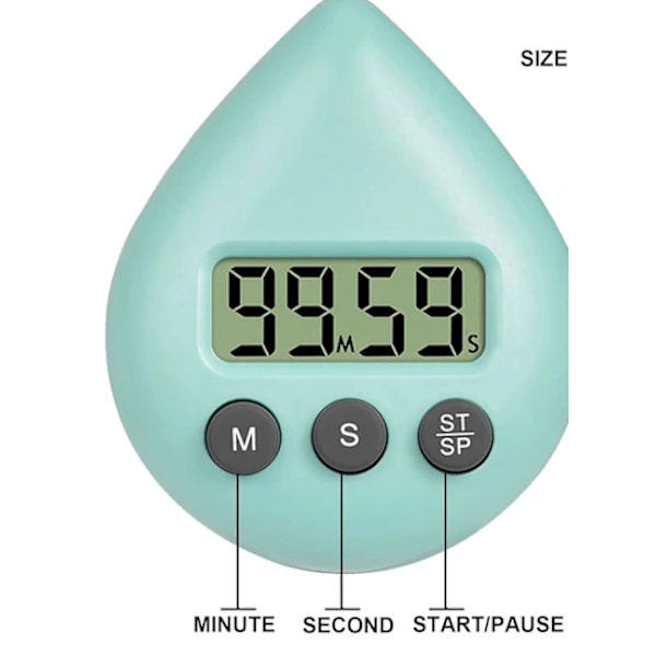 Vanntett dusjtimer, digital timer, baderomskjøkkentimer, nedtellingstimer med sugekopphull blå blue