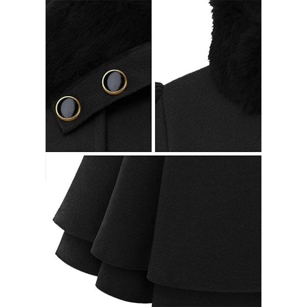 Musta naisten villatakki kaksirivinen trenssi /S black S