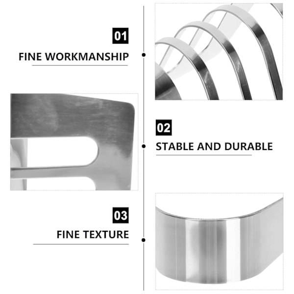 1 Kpl Leivänteline Ruostumattomasta Teräksestä Paahtoleivänpidike 4 Viipaleelle Pöytäjalusta Paahdetulle Leivälle Paahtoleivänteline Metallilokero Leivontahylly Aamiainen 4 kortplatser
