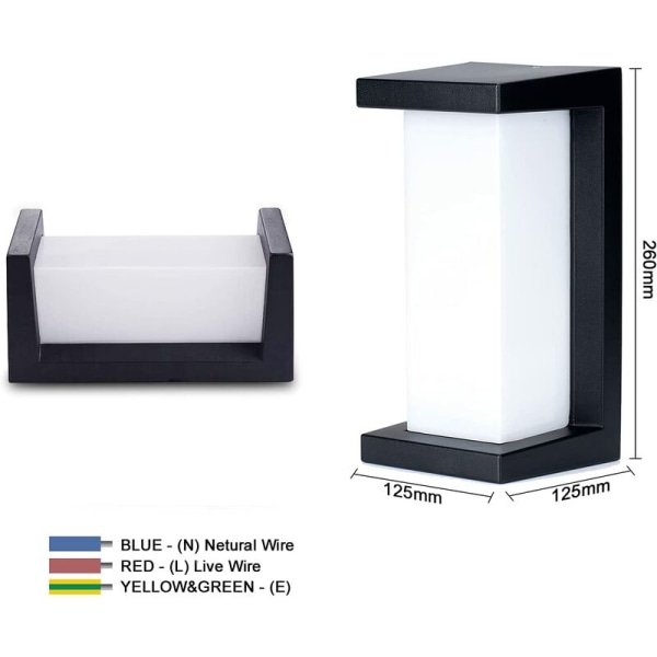 Balkonlampe (Y040 dual PC cover 12W+varm hvid) vit