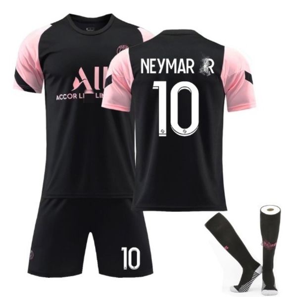 Mustat ja vaaleanpunaiset lasten jalkapallovaatteet nro 10 ja sukat XS XS